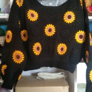 sunflower motif pullover